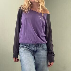 Victorias Secret PINK Off The Shoulder Sweatshirt Purple Gray Size Small